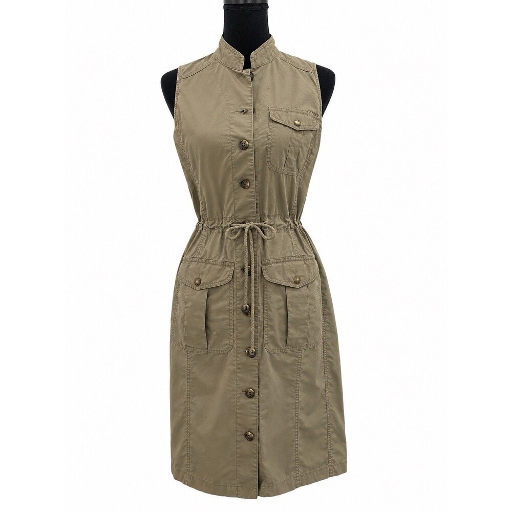 Lauren Ralph Lauren Womens Sz 6 Khaki Utility Safari Dress Button Up Sleeveless